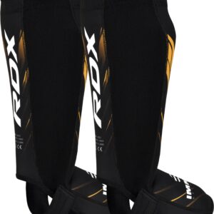 RDX IMMAF Approved Neoprene Shin Instep Guards Golden